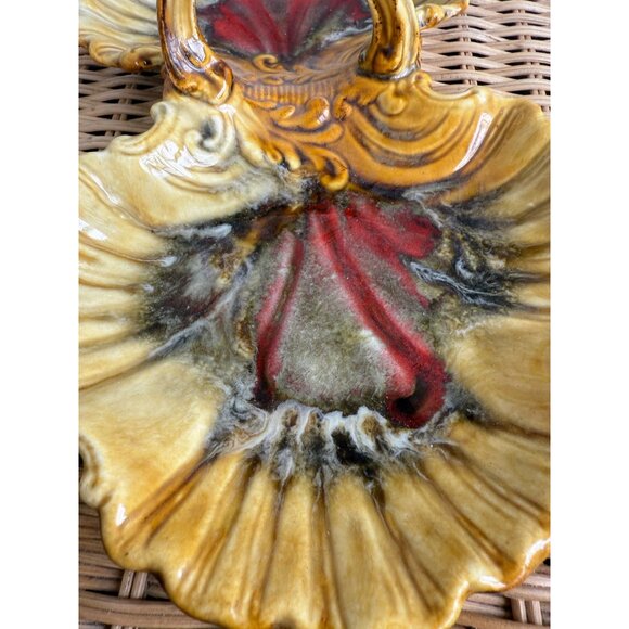 Vintage MCM Marcia California Pottery Double Serving Dish With Handle - Picture 8 of 9